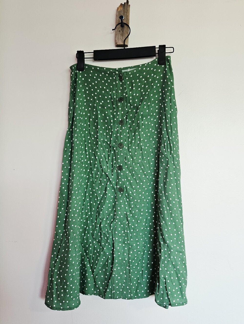 Reformation Set Green Polka-Dot Button-Front Midi Skirt And Top Size 0 - Picture 2 of 7